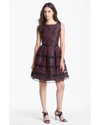 Taylor Dresses Belted Taffeta Fit Flare Dress - Lyst