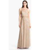 Aidan Mattox Illusion Yoke Sequin Mesh Gown - Lyst
