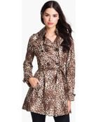 Betsey Johnson Laceup Back Print Trench Coat - Lyst