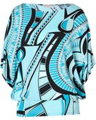 Emilio Pucci Printed Top in Turquoise - Lyst