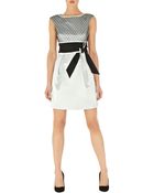 Karen Millen Lace and Fabric Mixing Dress - Lyst