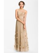 Js Collections Floral Appliqué Chiffon Gown - Lyst