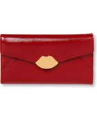 Lulu Guinness Cross Hatched Leather Trifold Wallet - Lyst