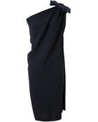Lanvin One Shouldered Crepe Silk Dress - Lyst