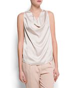 Mango Draped Satin Top - Lyst