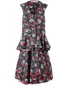 Marni Floral-Print Twill Peplum Dress - Lyst