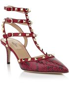 Valentino Rockstud Snakeskin Slingback - Lyst