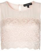 Topshop Petite Lace Panel Crop Top - Lyst