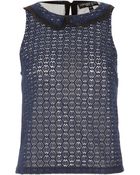 Topshop Petite Lace Shell Top - Lyst