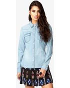 Forever 21 Western style Denim Shirt - Lyst