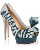 Charlotte Olympia Zelda Suede and Leather Platform Pumps - Lyst