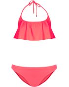 Topshop Coral Frill Crop Bikini - Lyst