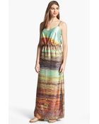 Adrianna Papell Digital Print Maxi Dress - Lyst