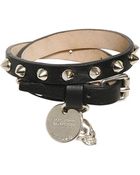 Alexander McQueen Skull Charm Studded Leather Bracelet - Lyst