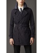 Burberry Mid-length Leather Collar Trench Coat - Lyst