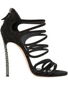 Casadei 100mm Swarovski Suede Cage Sandals - Lyst