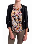 Helmut Lang Seamed Leather Trimmed Jacket - Lyst