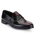 Prada Bicolor Spazzolato Penny Loafers - Lyst