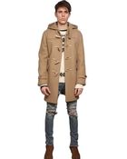 Saint Laurent Wool Felt Hooded Duffle Coat - Lyst