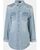 Topshop Maternity Lionel Studded Denim Shirt - Lyst