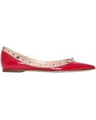 Valentino Rockstud Patent Ballerina Flats - Lyst