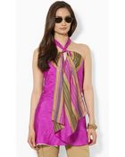 Lauren by Ralph Lauren Striped Silk Halter Tunic - Lyst