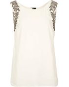 Topshop Leaf Embellished Open Back Top - Lyst
