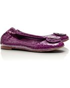 Tory Burch Croc Printed Reva Ballet Flat - Lyst