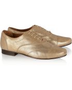 Lanvin Metallic Leather Lace Up Flats - Lyst