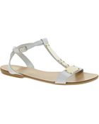River Island T Bar Metal White Sandals - Lyst