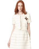 Oscar de la Renta Short Sleeve Cropped Jacket - Lyst