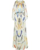 Temperley London Feather print Hammered silk Satin Gown - Lyst