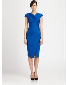 Donna Karan New York Crossover Draped Stretch Jersey Dress - Lyst