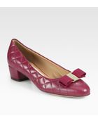 Ferragamo Vara Quilted Leather Pumps - Lyst