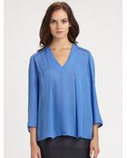 Halston Heritage Silk Pleat Detail Blouse - Lyst