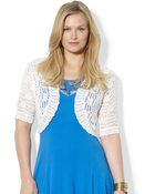Lauren by Ralph Lauren Plus Pointelleknit Linen Shrug - Lyst