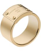 Michael Kors Goldtone Logo Plate Ring - Lyst