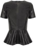 McQ by Alexander McQueen Leather Peplum Top - Lyst