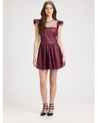 RED Valentino Lace Overlay Leather Dress - Lyst