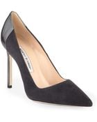 Manolo Blahnik Bb Twotone Suede Metallic Leather Pumps - Lyst