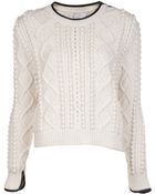 3.1 Phillip Lim Cropped Cable Knit Pullover - Lyst