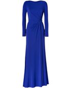 Elie Saab Side Draped Gown in Indigo Blue - Lyst