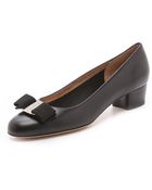 Ferragamo Vara Low Heel Pumps - Lyst