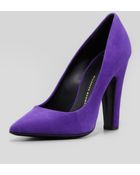 Giuseppe Zanotti Suede Pointedtoe Thickheel Pump - Lyst