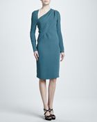 J. Mendel Asymmetric Crepe Dress Dark Teal - Lyst