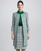 Oscar de la Renta Overwoven Embroidered Houndstooth Coat - Lyst