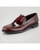 Prada Spazzolato Penny Loafer - Lyst