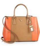 Prada Saffiano Bicolor Double Zip Tote - Lyst