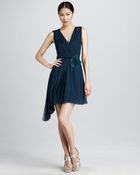 Vera Wang Lavender Ruched Chiffon Cocktail Dress - Lyst