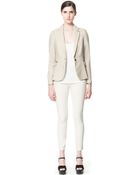 Zara Moleskin Blazer with Elbow Patches and Piping - Lyst